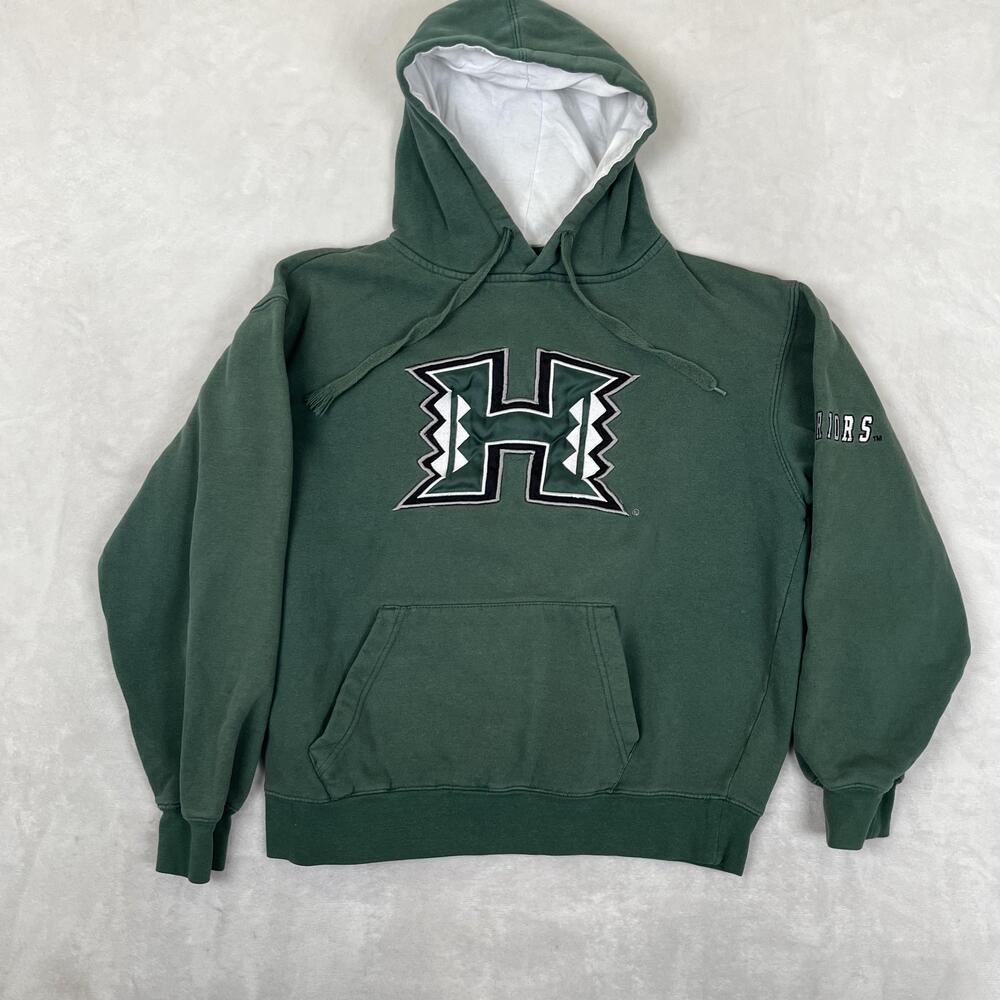 Vintage Hawaii Warriors Hoodie Sweatshirt Womens Medium Green Stadium Athletics